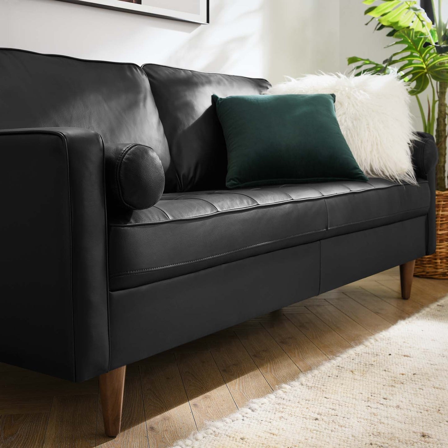 Valour Leather Sofa Black EEI-4633-BLK