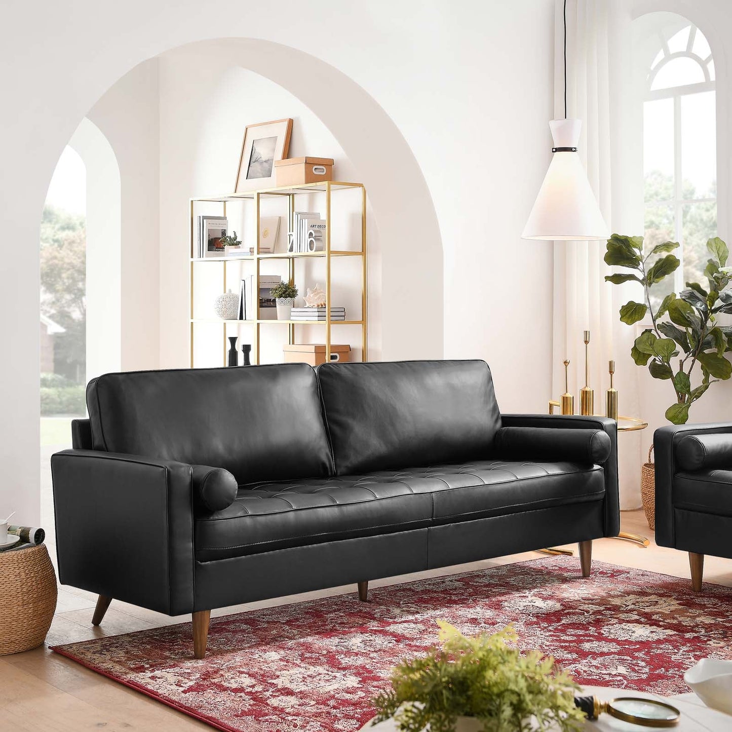 Valour 81" Leather Sofa Black EEI-4634-BLK