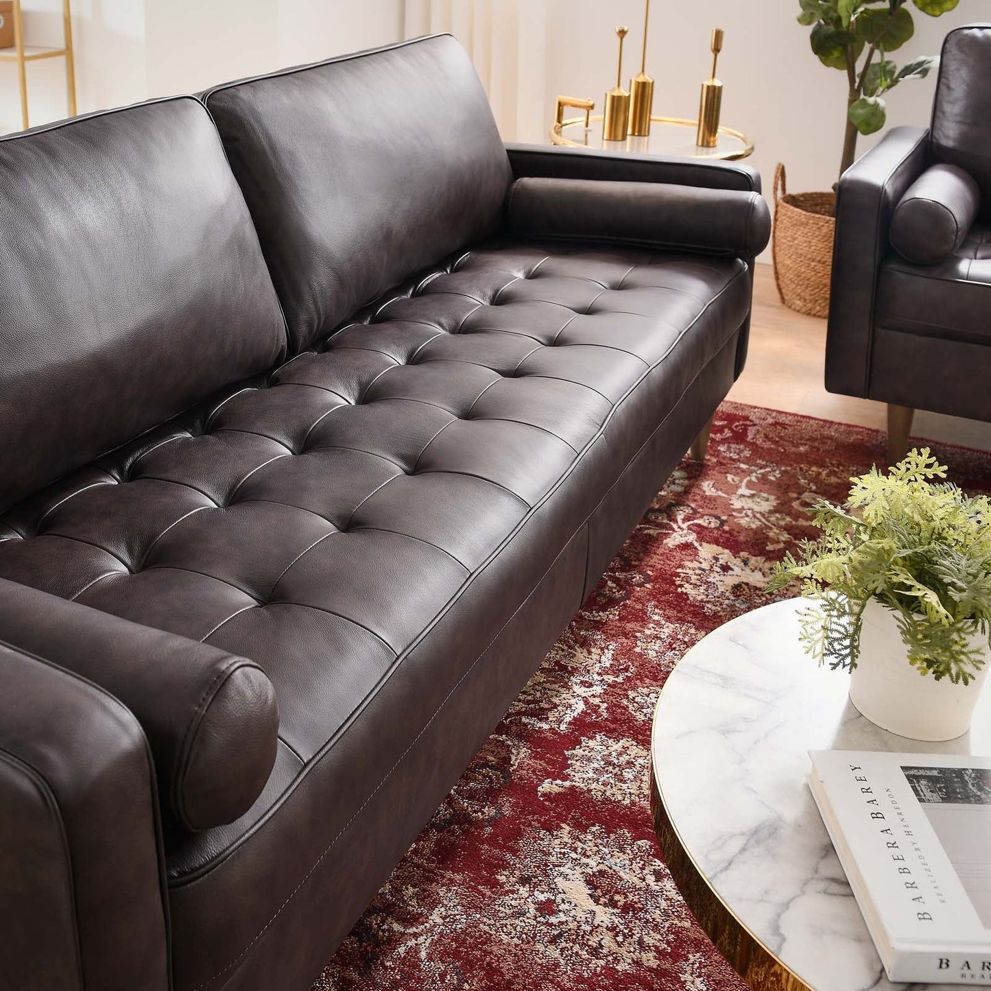 Valour 81" Leather Sofa Brown EEI-4634-BRN