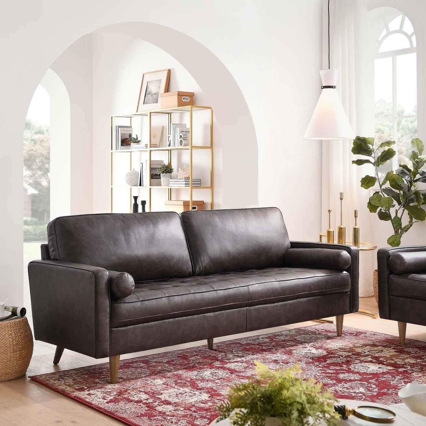 Valour 81" Leather Sofa Brown EEI-4634-BRN