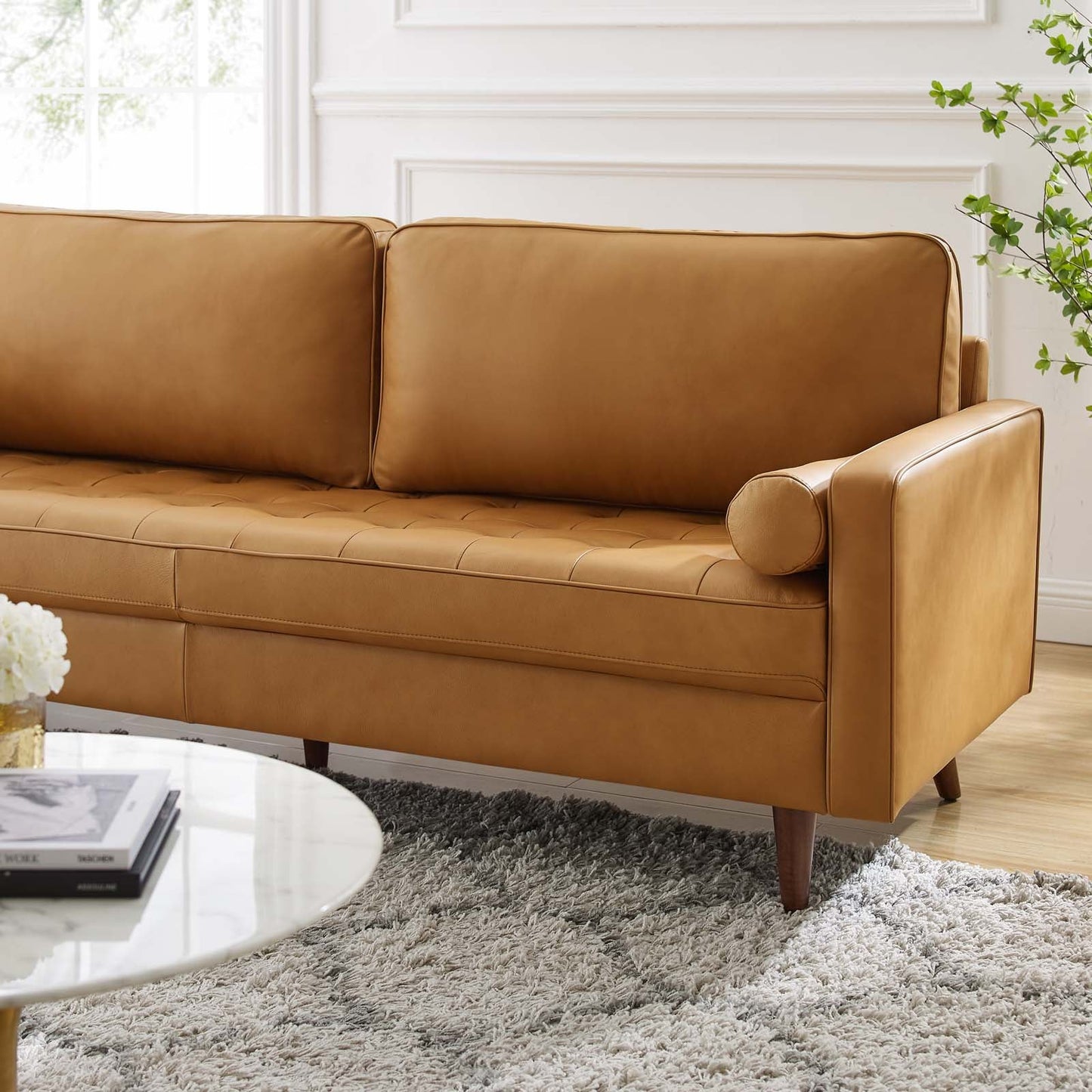 Valour 81" Leather Sofa Tan EEI-4634-TAN