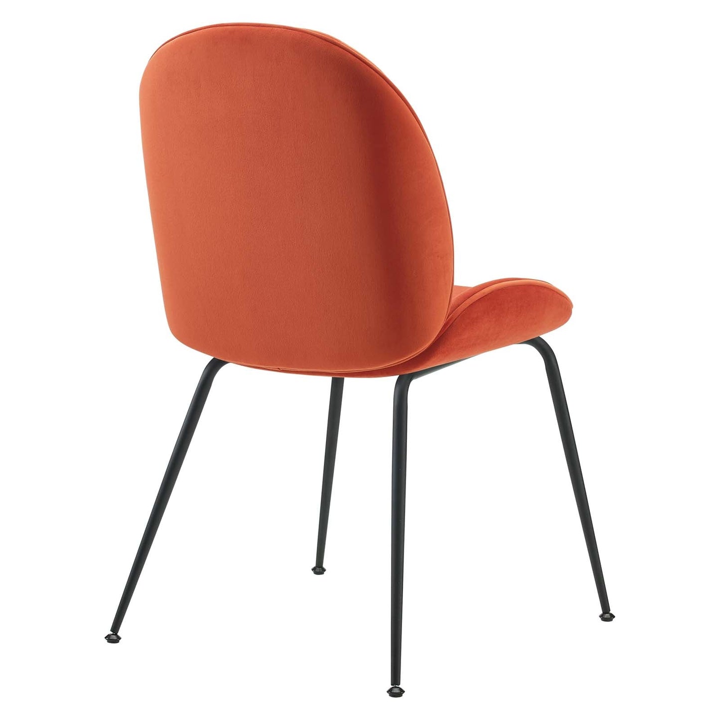 Scoop Black Powder Coated Steel Leg Performance Velvet Dining Chairs - Set of 2 Orange EEI-4635-ORA