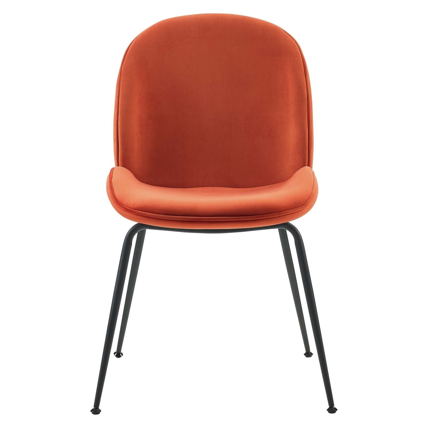 Scoop Black Powder Coated Steel Leg Performance Velvet Dining Chairs - Set of 2 Orange EEI-4635-ORA