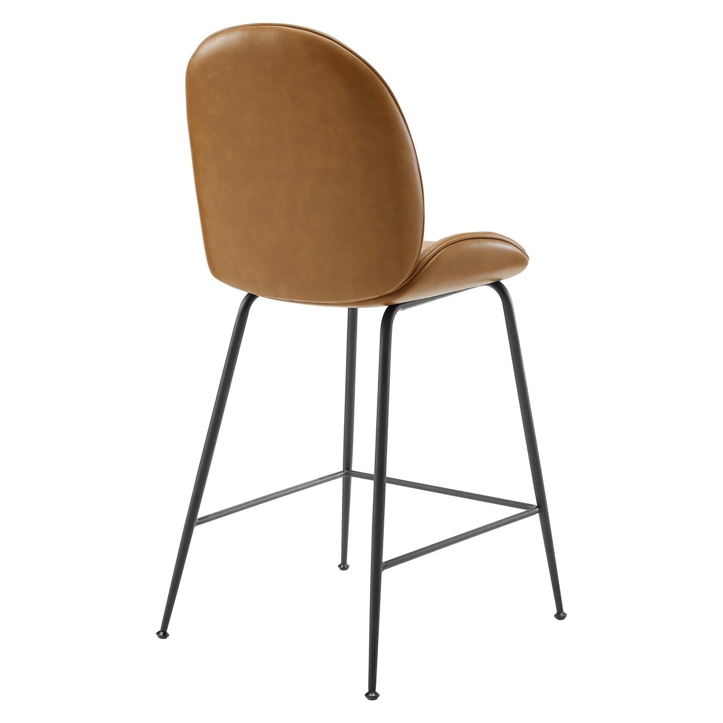 Scoop Black Powder Coated Steel Leg Vegan Leather Counter Stool Tan EEI-4638-TAN