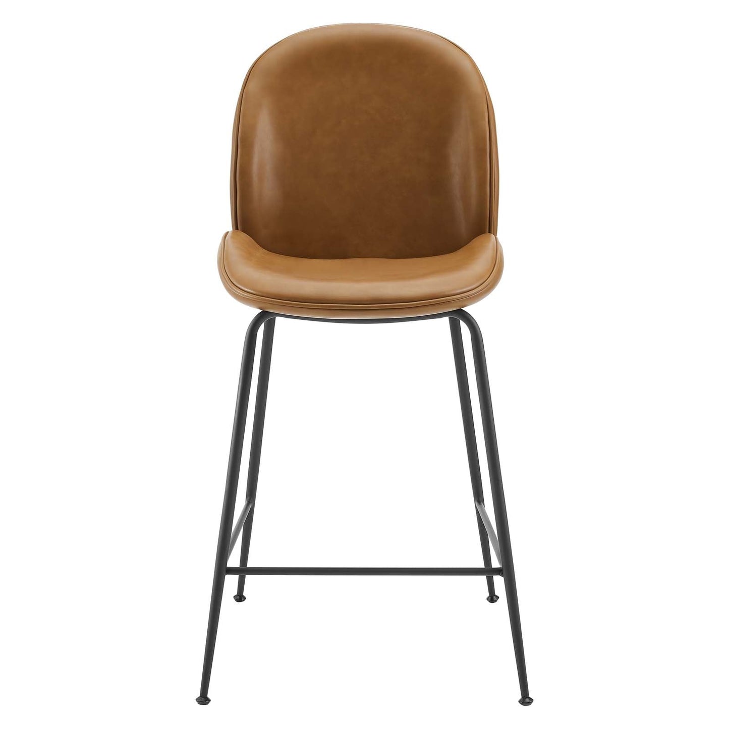 Scoop Black Powder Coated Steel Leg Vegan Leather Counter Stool Tan EEI-4638-TAN