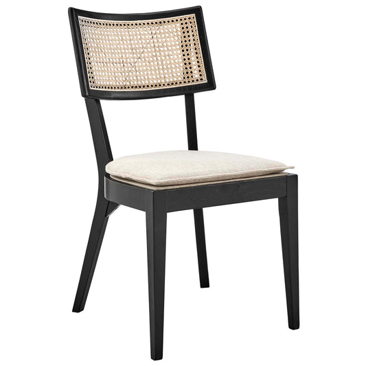 Caledonia Wood Dining Chair Black Beige EEI-4648-BLK-BEI