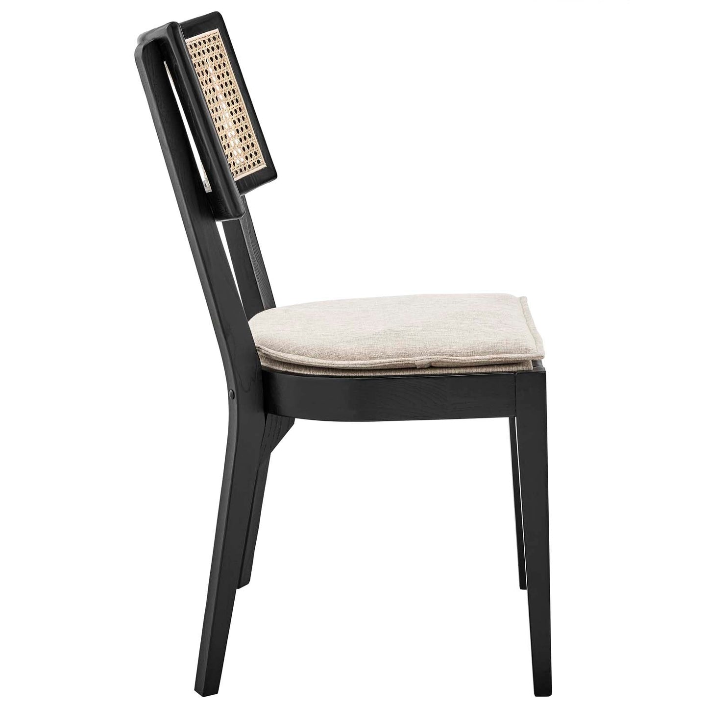 Caledonia Wood Dining Chair Black Beige EEI-4648-BLK-BEI