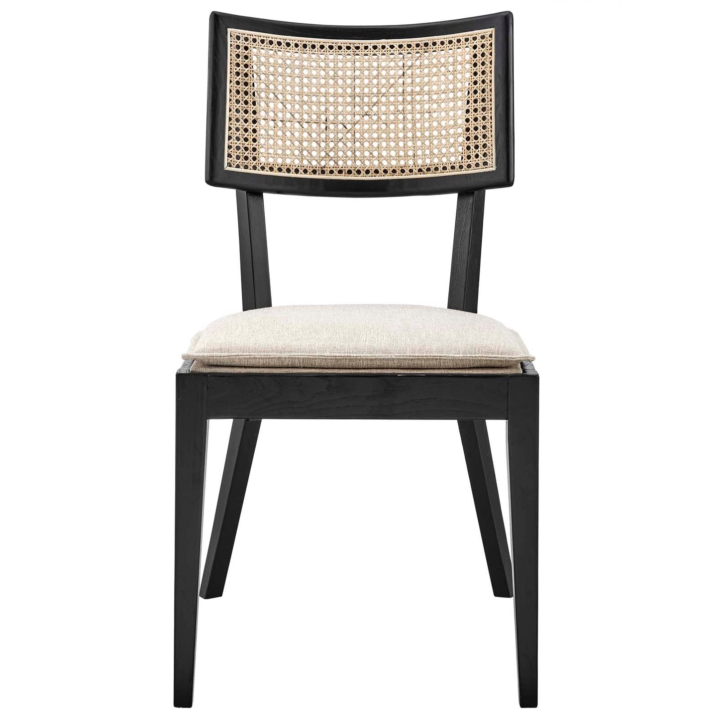 Caledonia Wood Dining Chair Black Beige EEI-4648-BLK-BEI