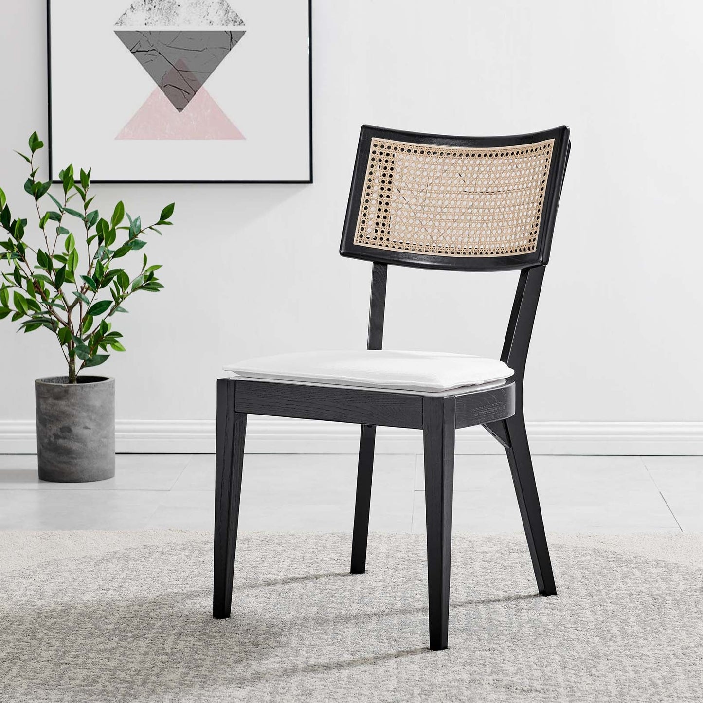 Caledonia Wood Dining Chair Black White EEI-4648-BLK-WHI