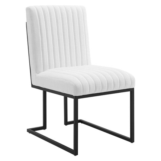 Indulge Channel Tufted Fabric Dining Chair White EEI-4652-WHI