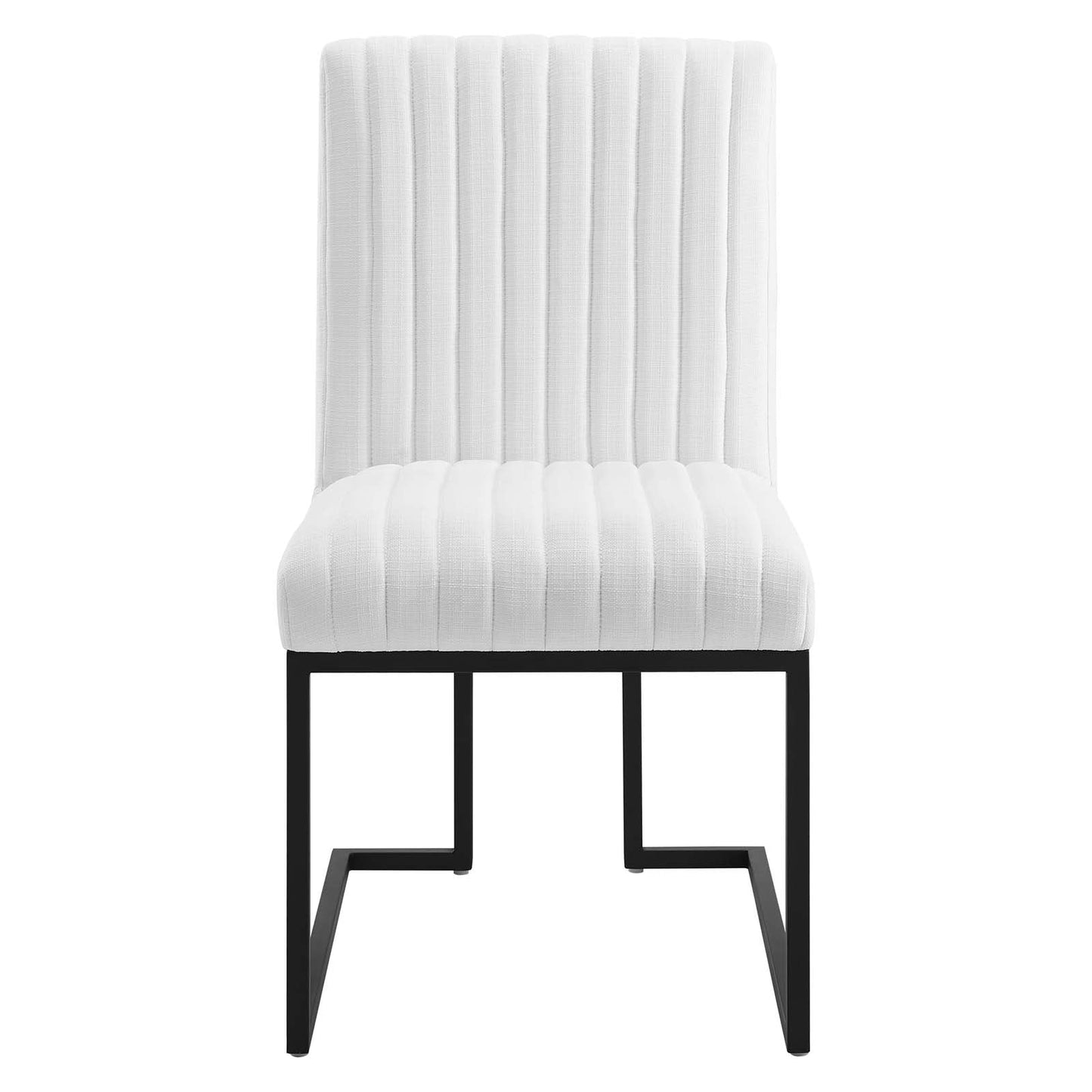 Indulge Channel Tufted Fabric Dining Chair White EEI-4652-WHI