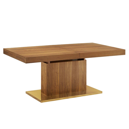 Vector Expandable Dining Table Walnut Gold EEI-4660-WAL-GLD