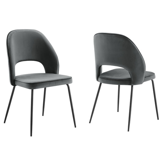 Nico Performance Velvet Dining Chair Set of 2 Black Gray EEI-4673-BLK-GRY