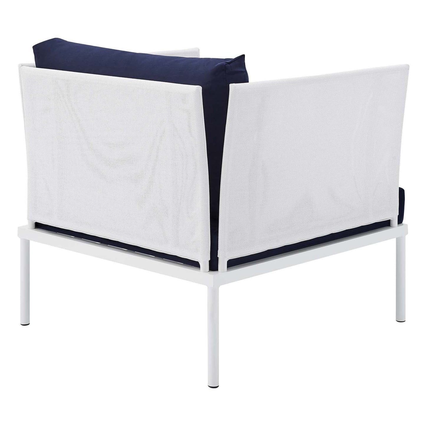 Harmony 3-Piece  Sunbrella® Outdoor Patio Aluminum Seating Set White Navy EEI-4686-WHI-NAV-SET