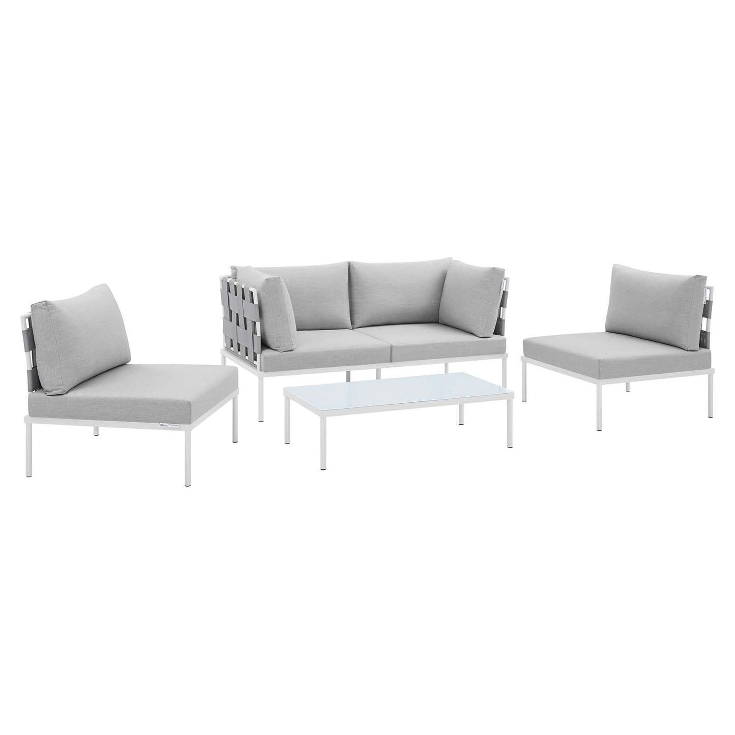 Harmony 4-Piece  Sunbrella® Outdoor Patio Aluminum Seating Set Gray Gray EEI-4691-GRY-GRY-SET