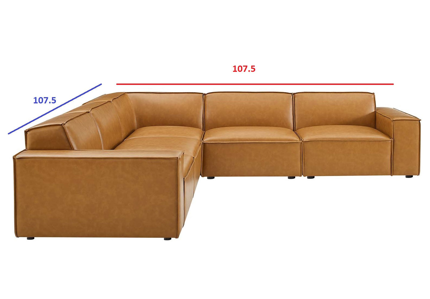 Restore 5-Piece Vegan Leather Sectional Sofa Tan EEI-4712-TAN