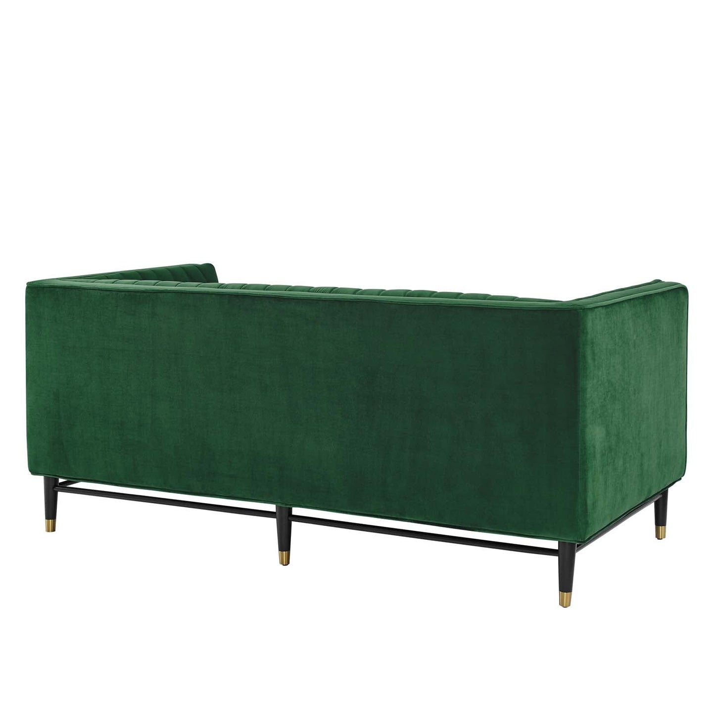 Devote Channel Tufted Performance Velvet Loveseat Emerald EEI-4718-EME