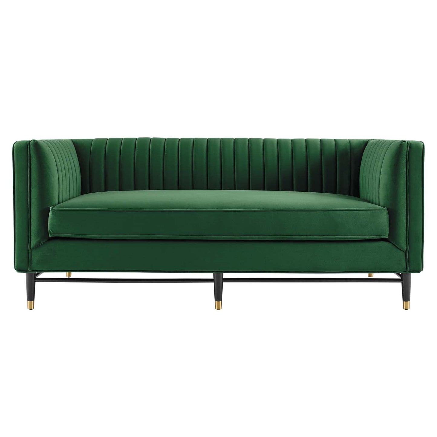 Devote Channel Tufted Performance Velvet Loveseat Emerald EEI-4718-EME