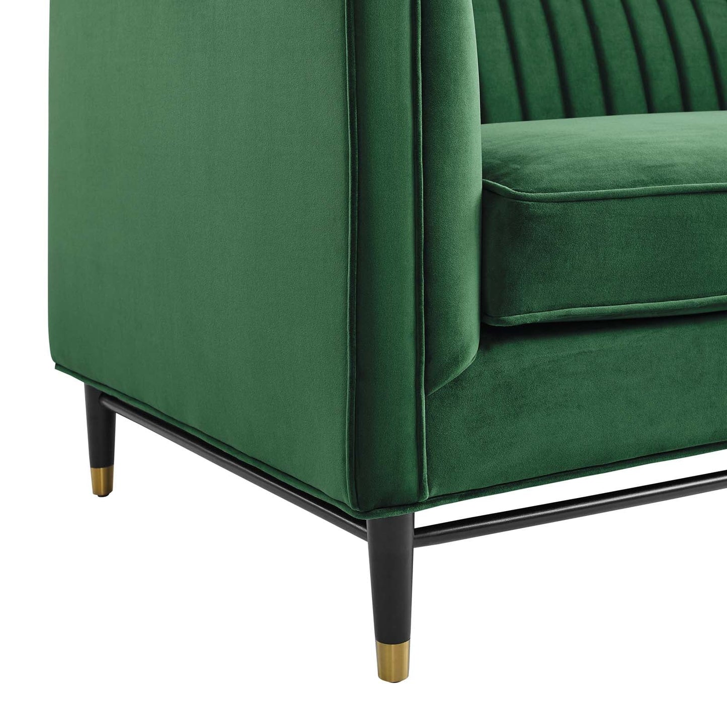 Devote Channel Tufted Performance Velvet Loveseat Emerald EEI-4718-EME