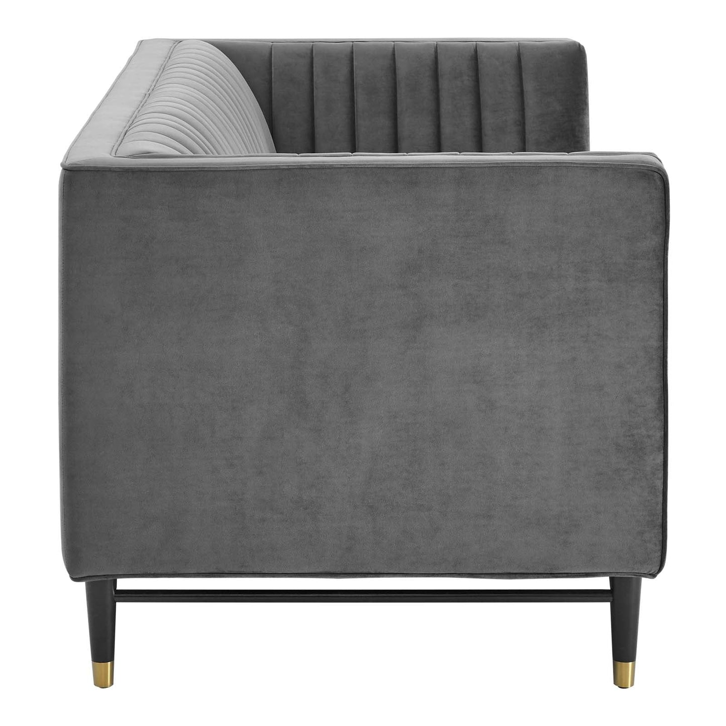 Devote Channel Tufted Performance Velvet Loveseat Gray EEI-4718-GRY