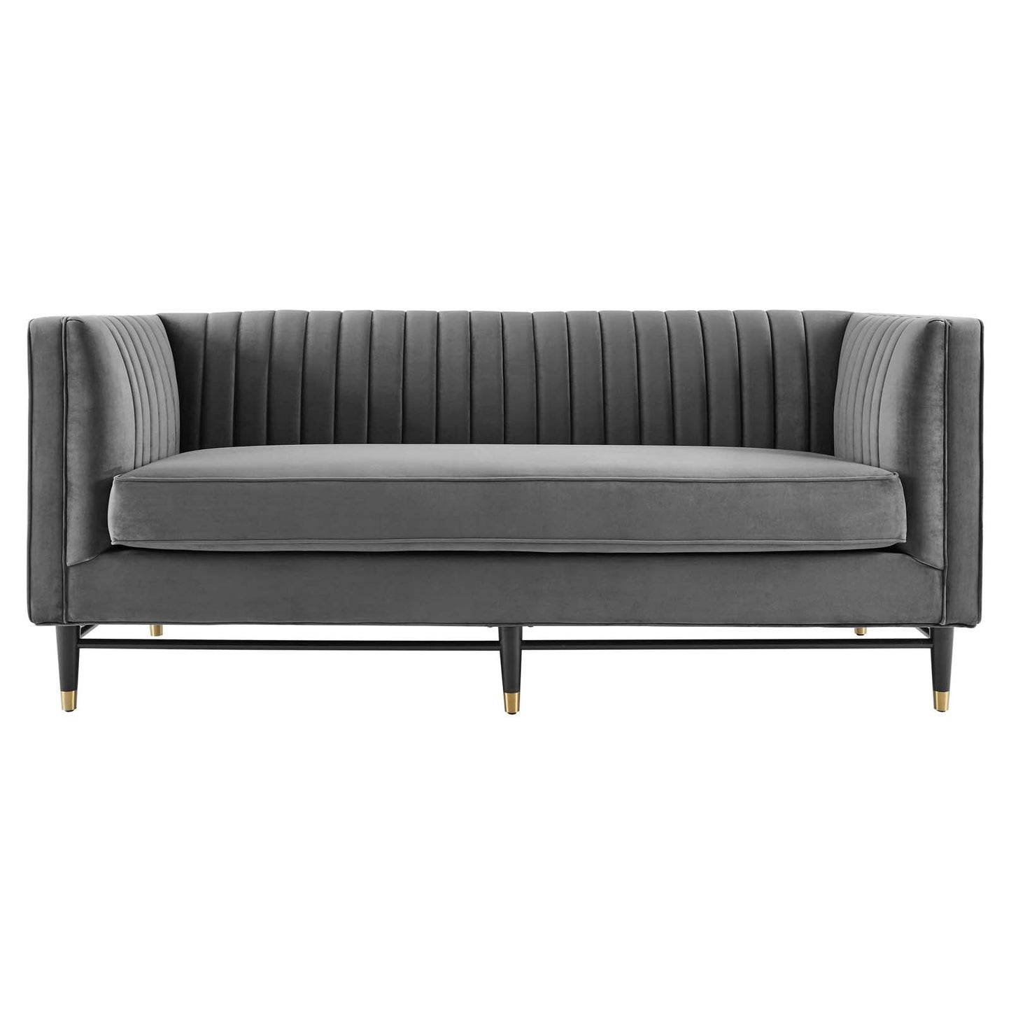 Devote Channel Tufted Performance Velvet Loveseat Gray EEI-4718-GRY