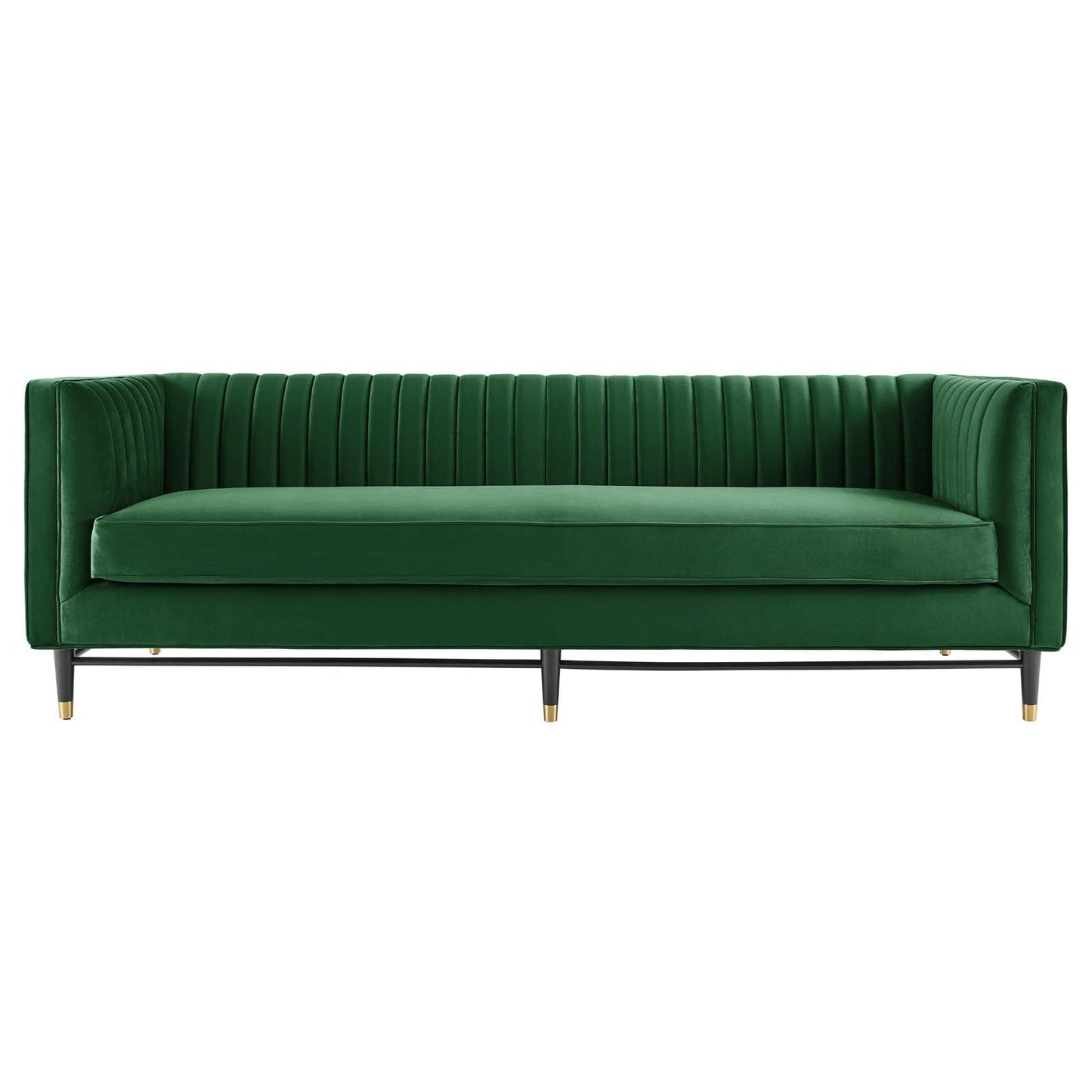 Devote Channel Tufted Performance Velvet Sofa Emerald EEI-4720-EME