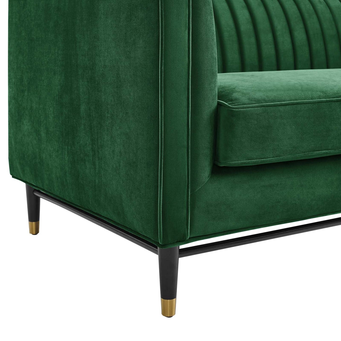 Devote Channel Tufted Performance Velvet Sofa Emerald EEI-4720-EME