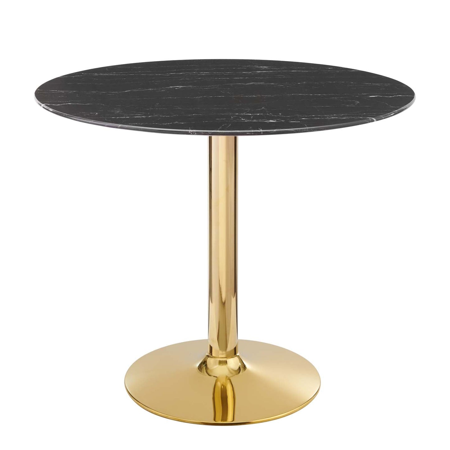 Verne 35" Artificial Marble Dining Table Gold Black EEI-4747-GLD-BLK