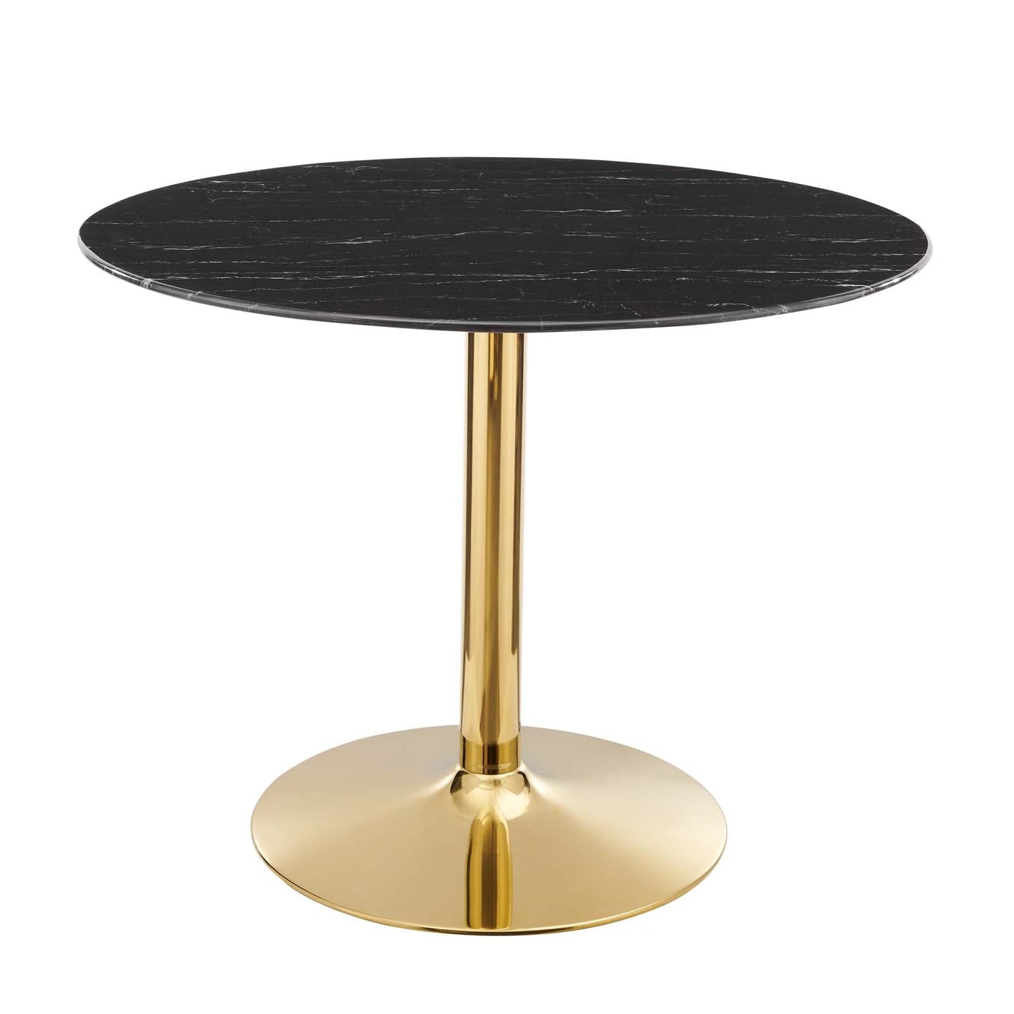 Verne 40" Artificial Marble Dining Table Gold Black EEI-4757-GLD-BLK