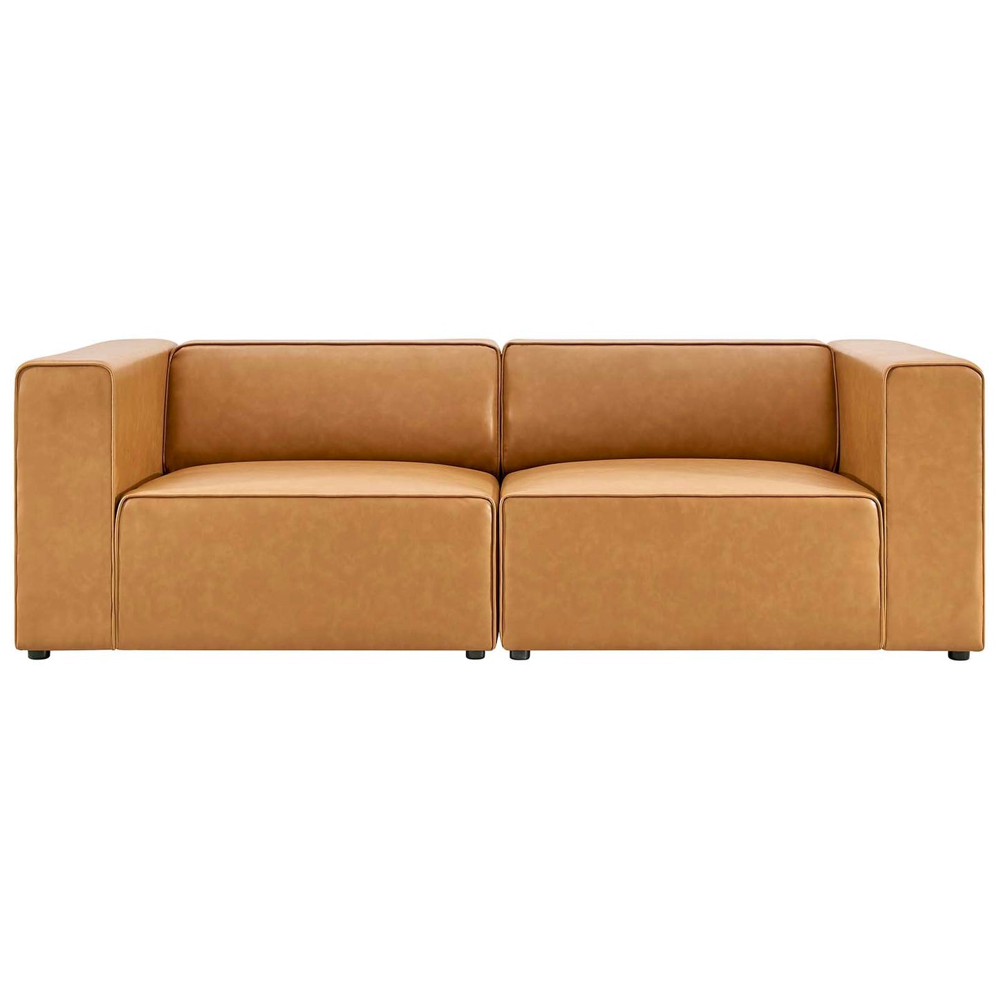 Mingle Vegan Leather 2-Piece Sectional Sofa Loveseat Tan EEI-4788-TAN