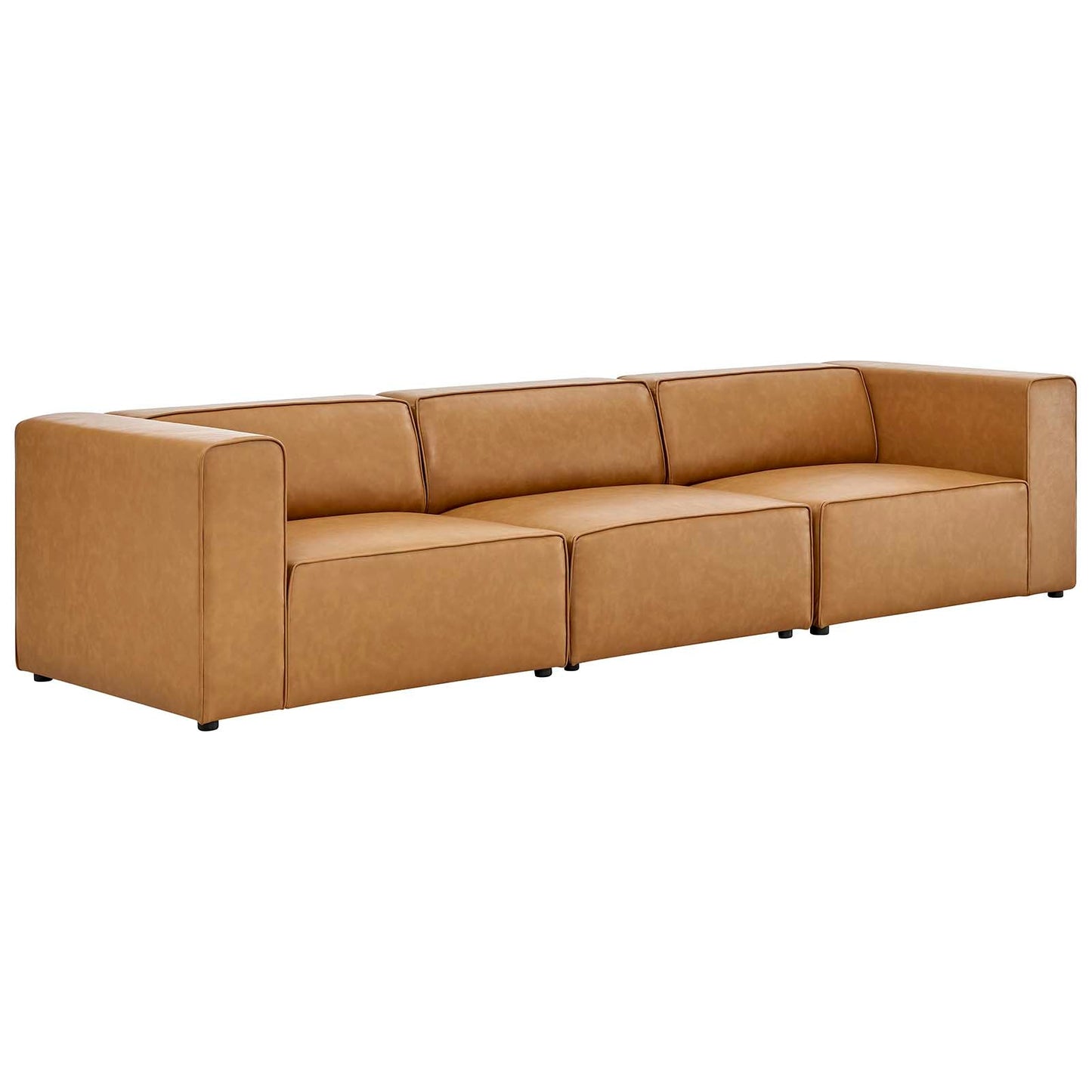 Mingle Vegan Leather 3-Piece Sectional Sofa Tan EEI-4789-TAN