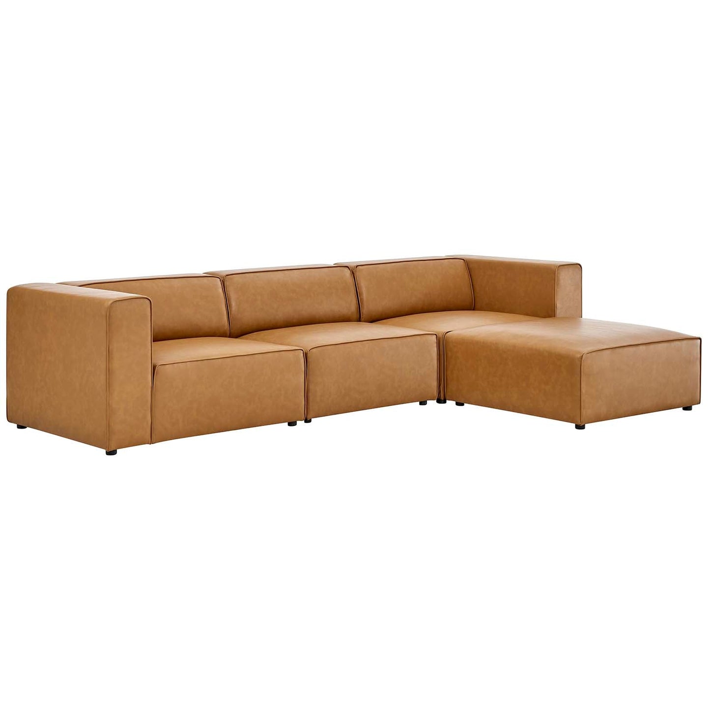 Mingle Vegan Leather Sofa and Ottoman Set Tan EEI-4790-TAN