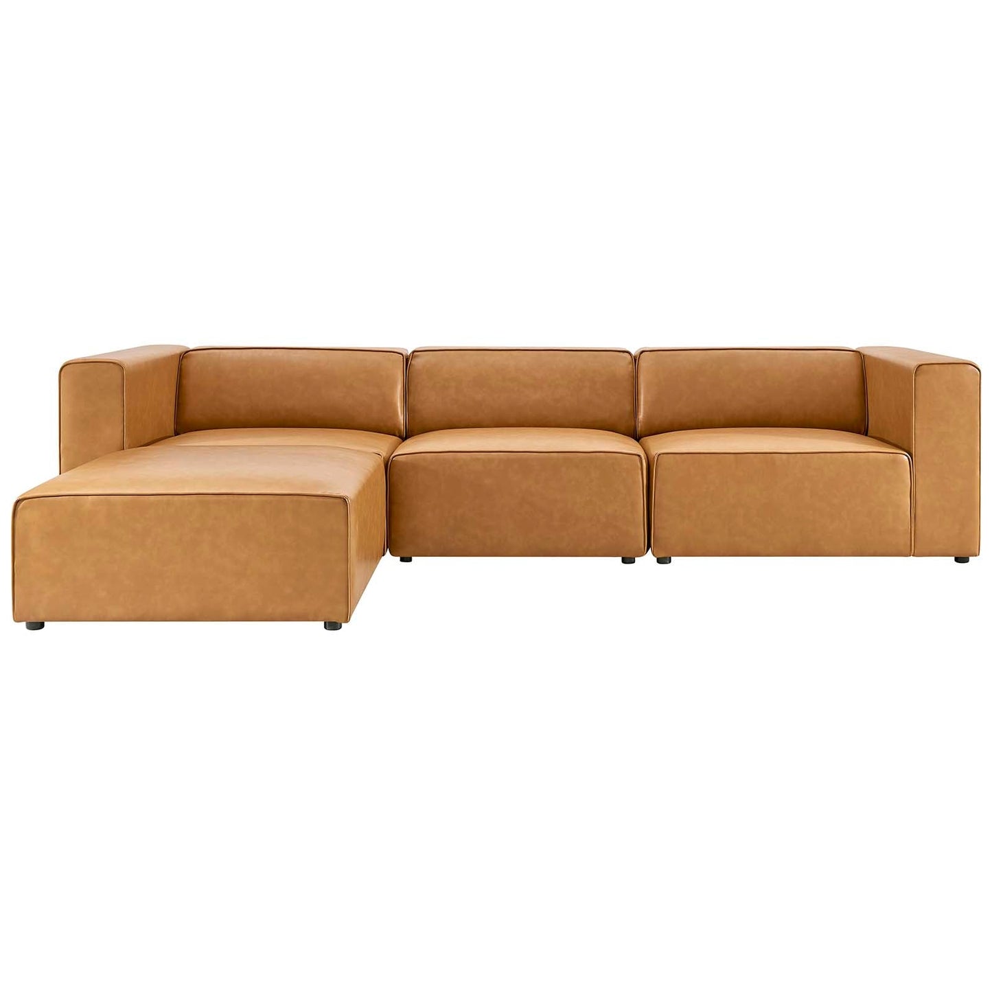 Mingle Vegan Leather Sofa and Ottoman Set Tan EEI-4790-TAN