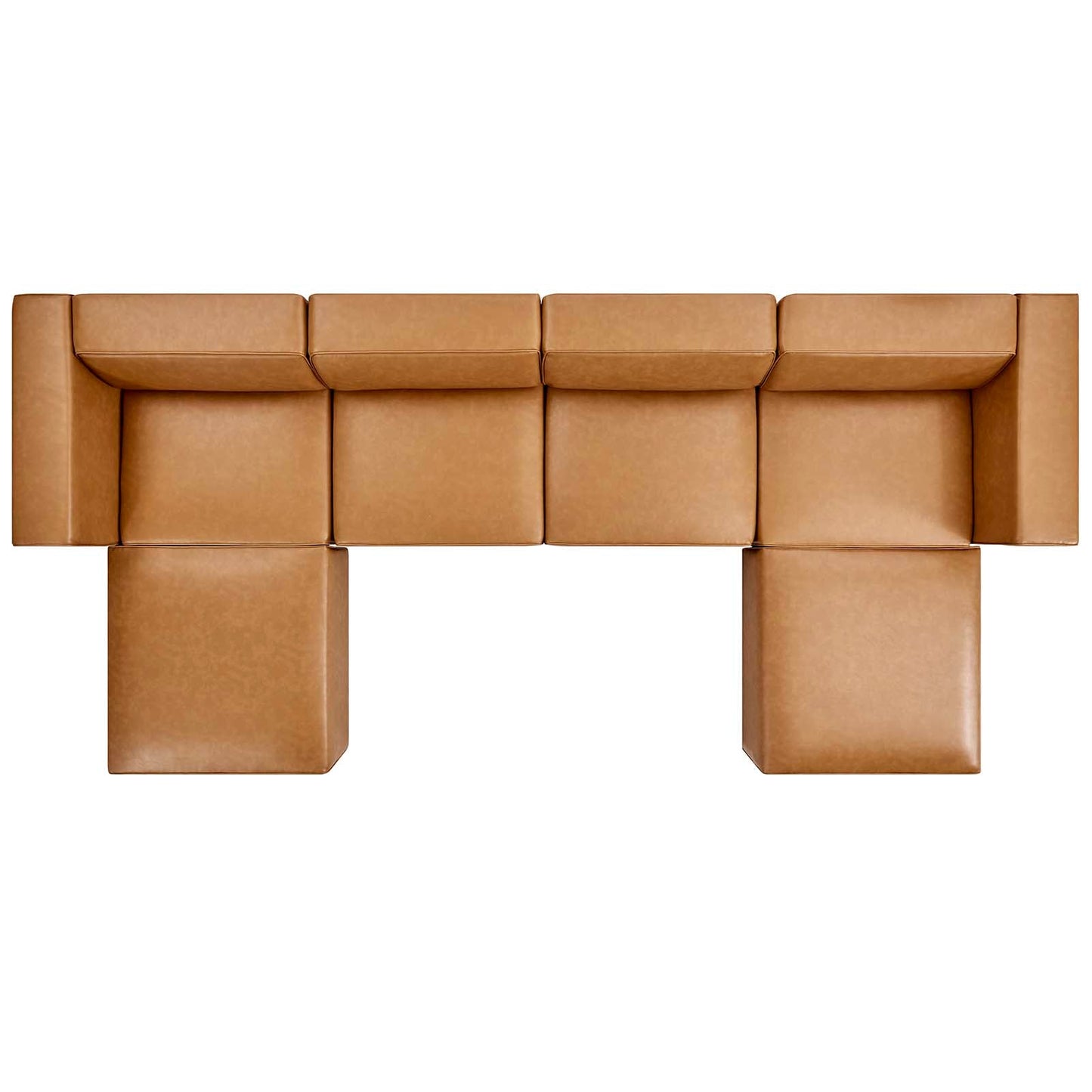 Mingle Vegan Leather 4-Piece Sofa and 2 Ottomans Set Tan EEI-4794-TAN