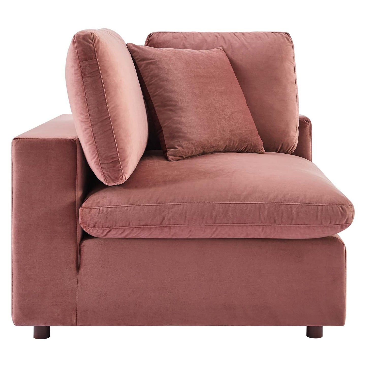 Commix Down Filled Overstuffed Performance Velvet Loveseat Dusty Rose EEI-4816-DUS