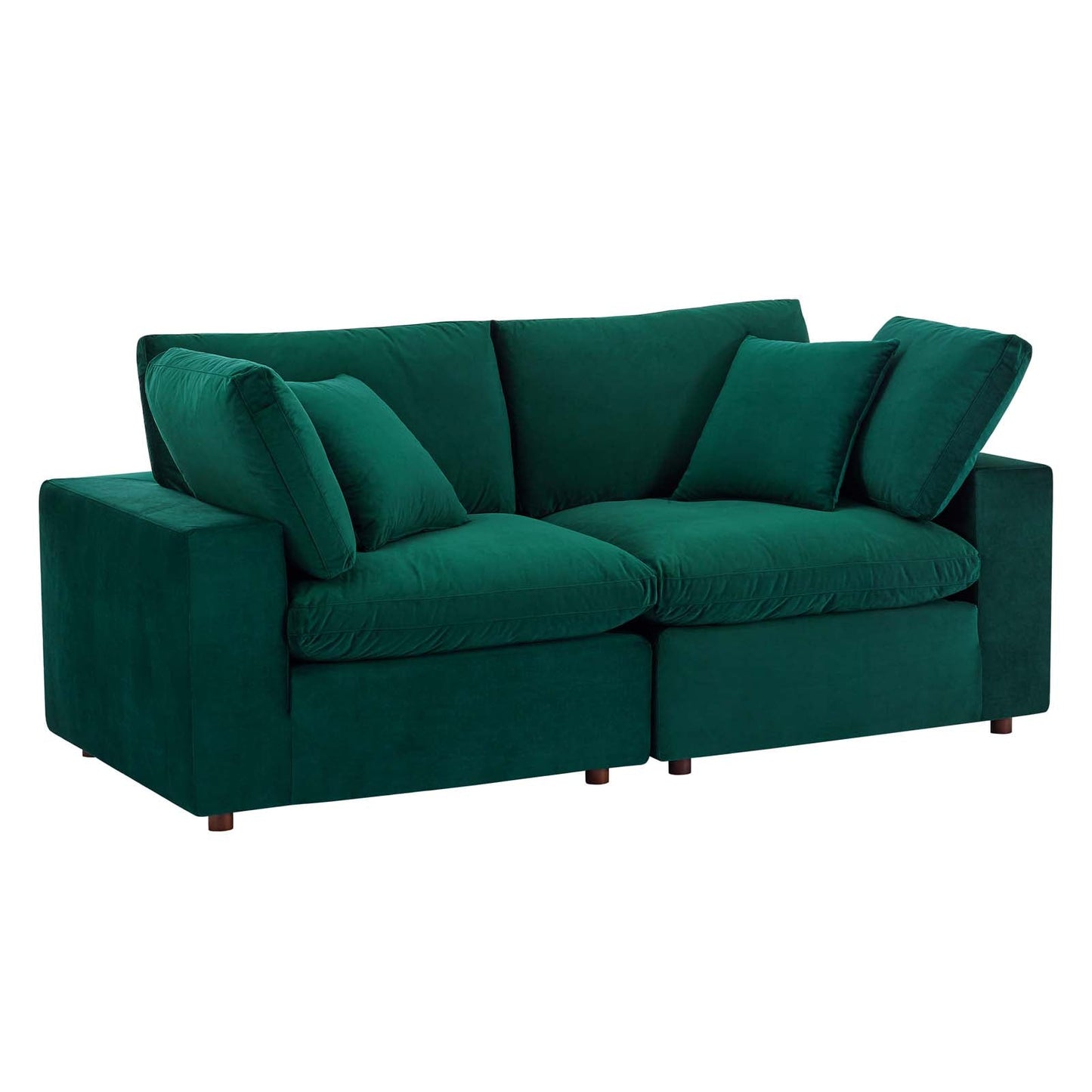 Commix Down Filled Overstuffed Performance Velvet Loveseat Green EEI-4816-GRN