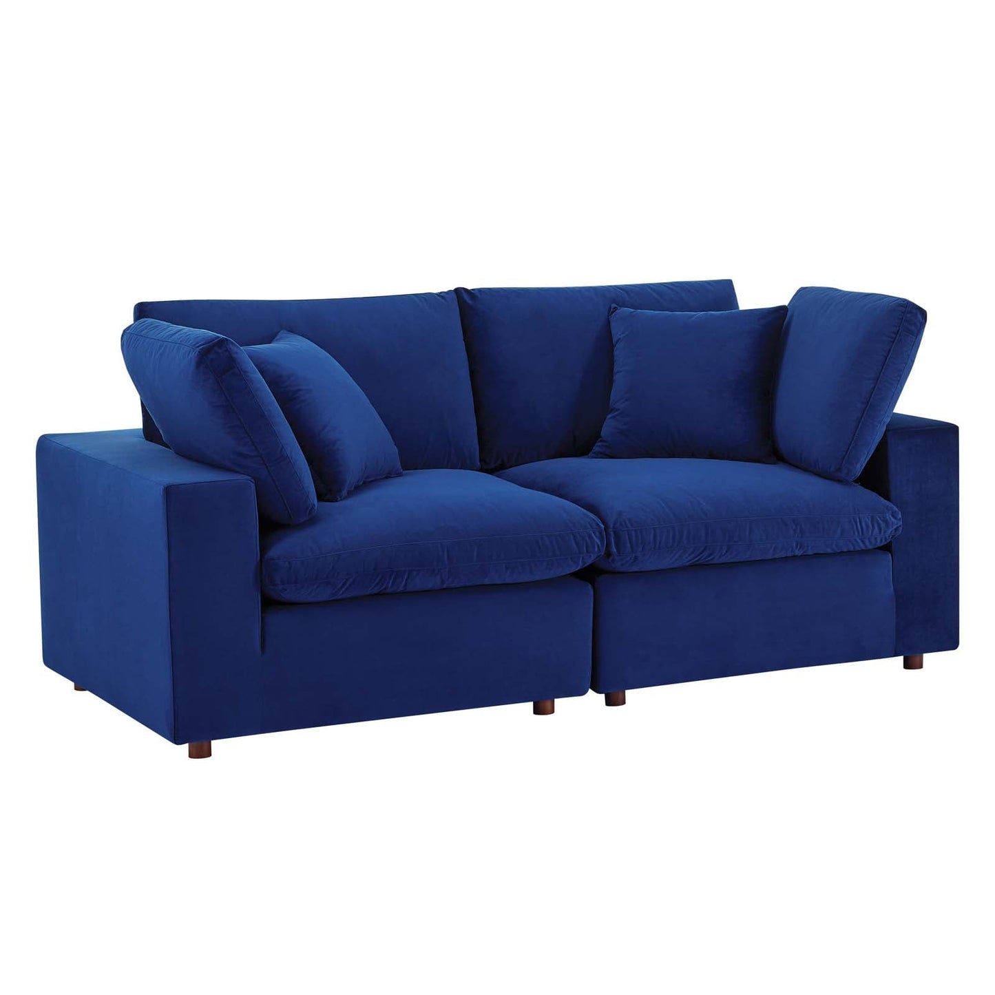 Commix Down Filled Overstuffed Performance Velvet Loveseat Navy EEI-4816-NAV