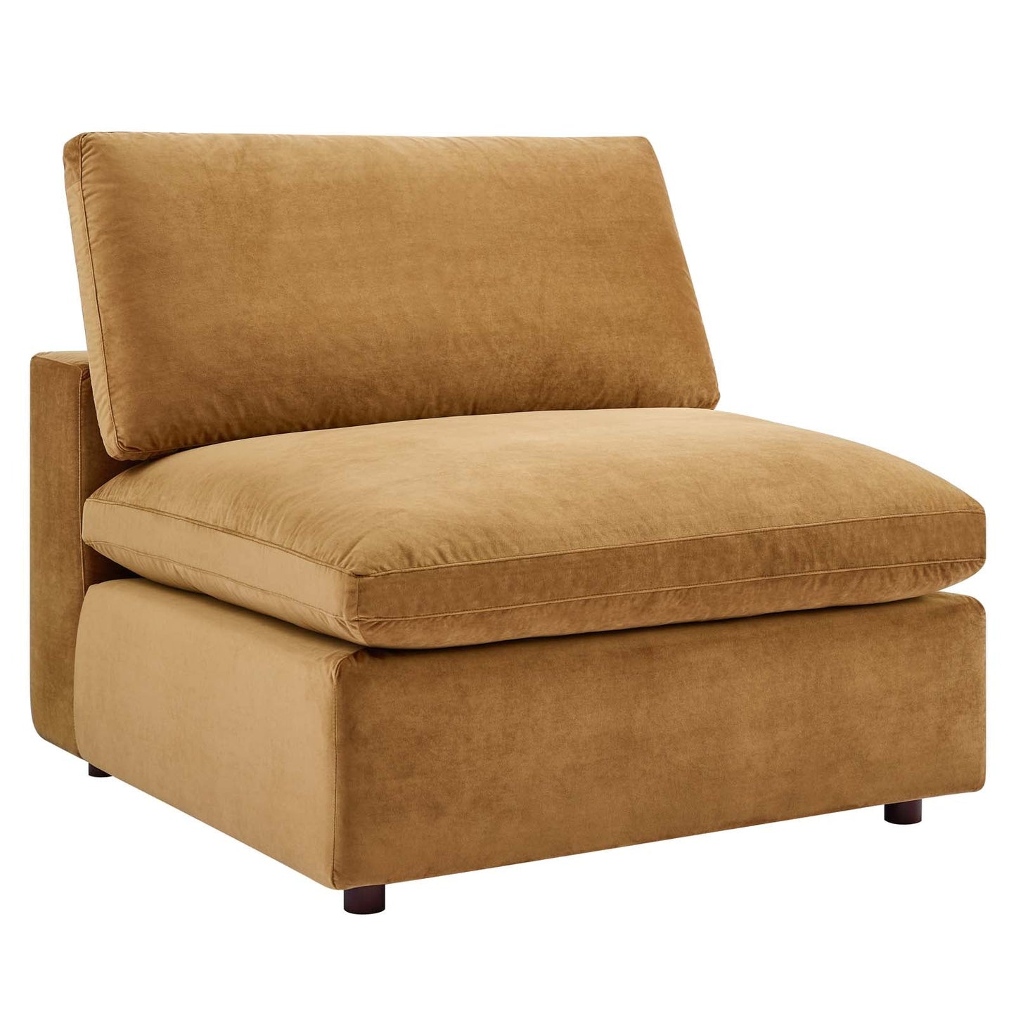 Commix Down Filled Overstuffed Performance Velvet 3-Seater Sofa Cognac EEI-4817-COG