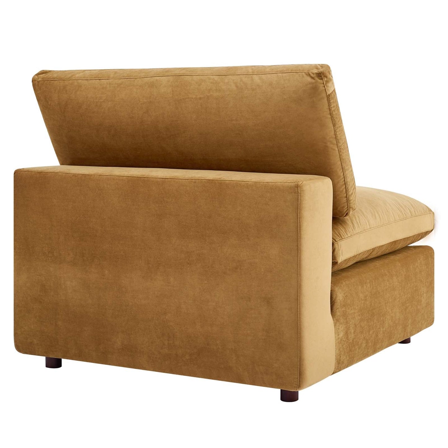 Commix Down Filled Overstuffed Performance Velvet 3-Seater Sofa Cognac EEI-4817-COG