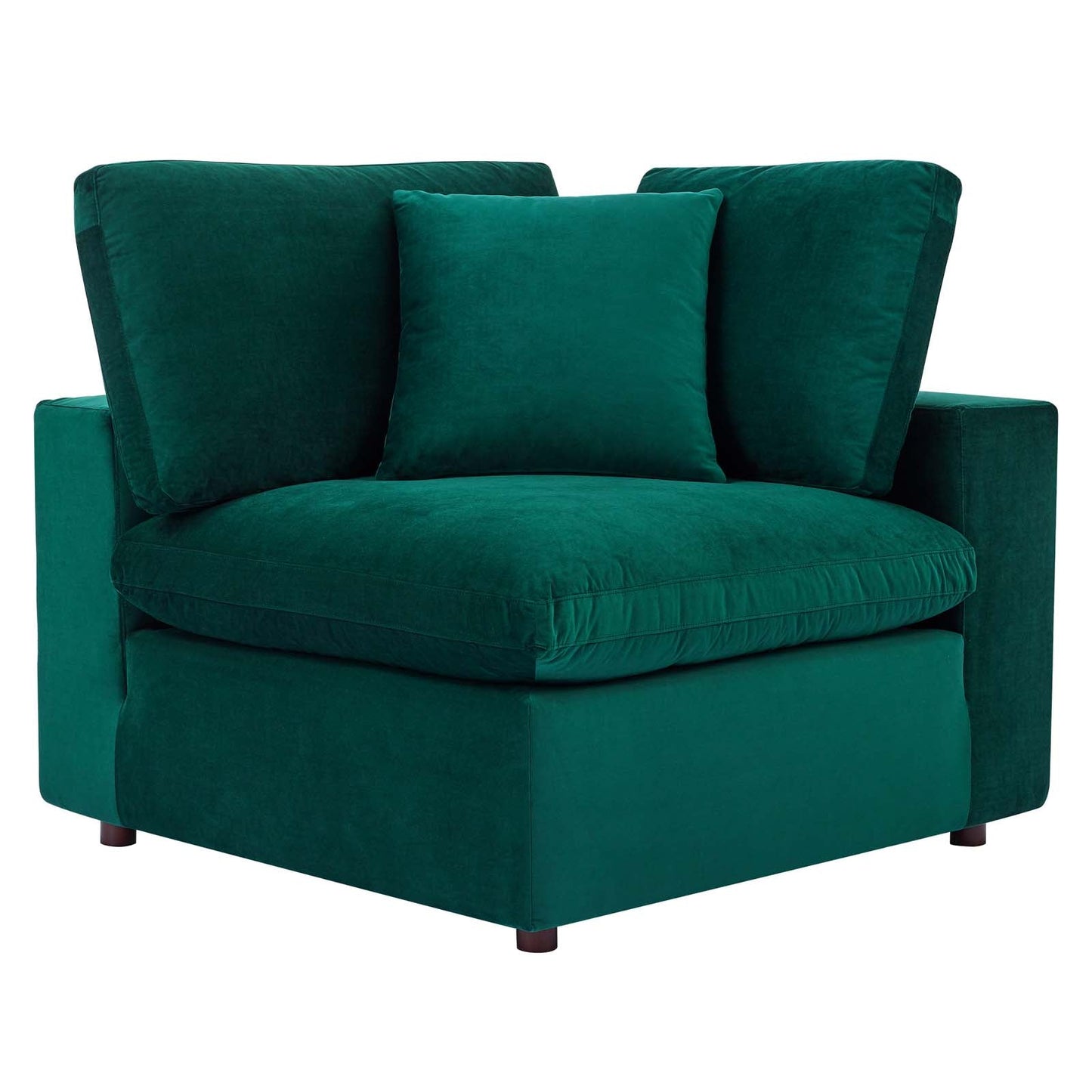 Commix Down Filled Overstuffed Performance Velvet 3-Seater Sofa Green EEI-4817-GRN