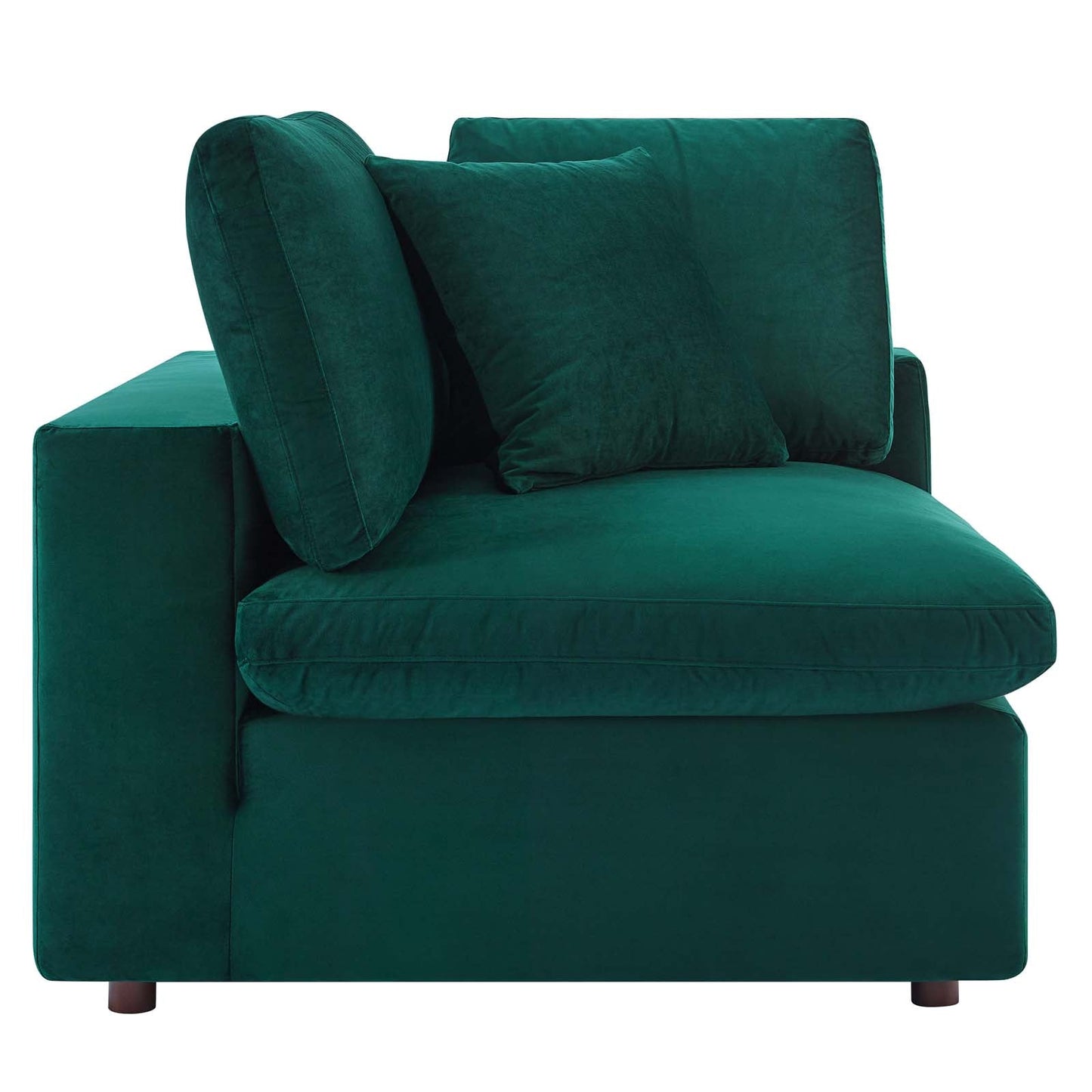 Commix Down Filled Overstuffed Performance Velvet 3-Seater Sofa Green EEI-4817-GRN