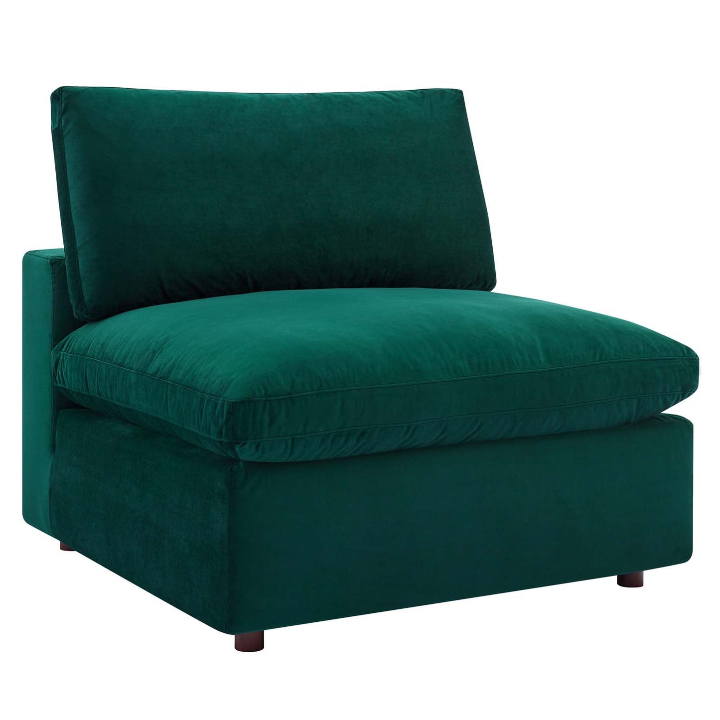 Commix Down Filled Overstuffed Performance Velvet 3-Seater Sofa Green EEI-4817-GRN