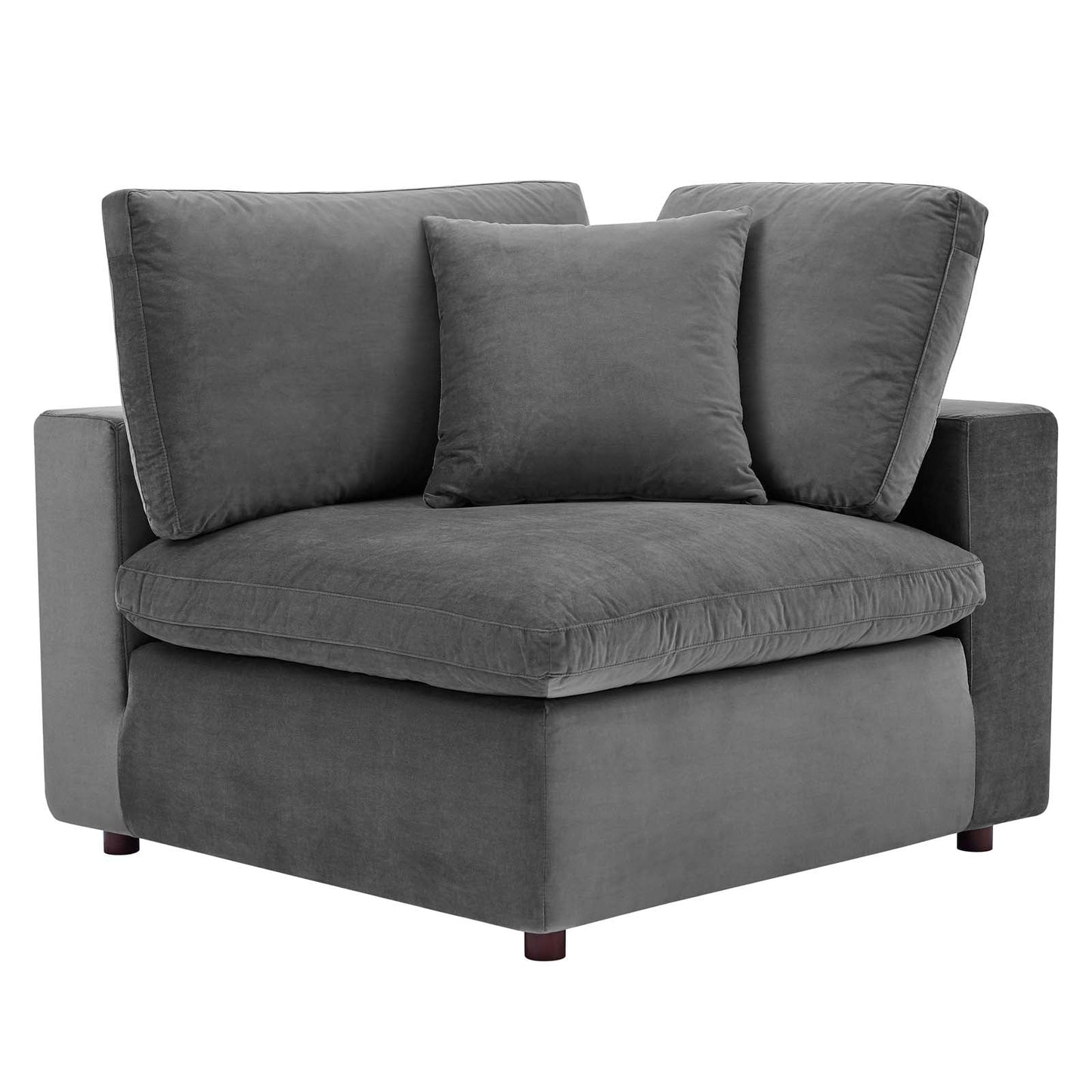 Commix Down Filled Overstuffed Performance Velvet 3-Seater Sofa Gray EEI-4817-GRY