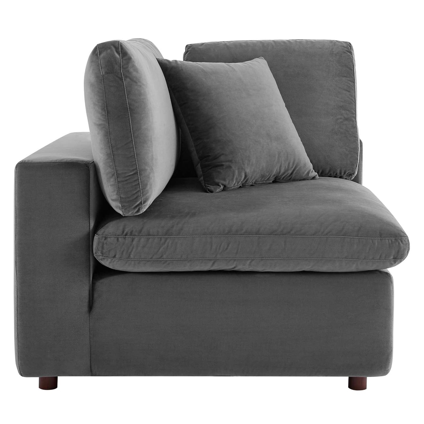 Commix Down Filled Overstuffed Performance Velvet 3-Seater Sofa Gray EEI-4817-GRY