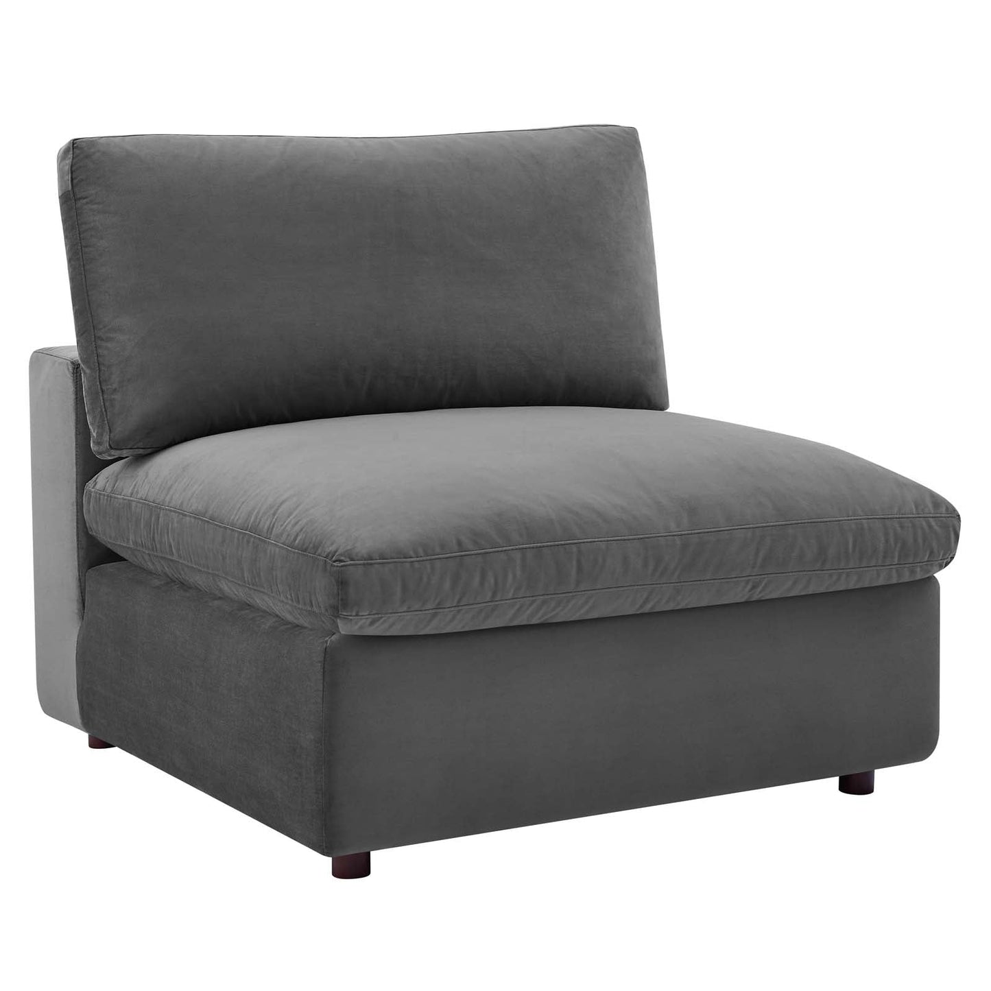 Commix Down Filled Overstuffed Performance Velvet 3-Seater Sofa Gray EEI-4817-GRY