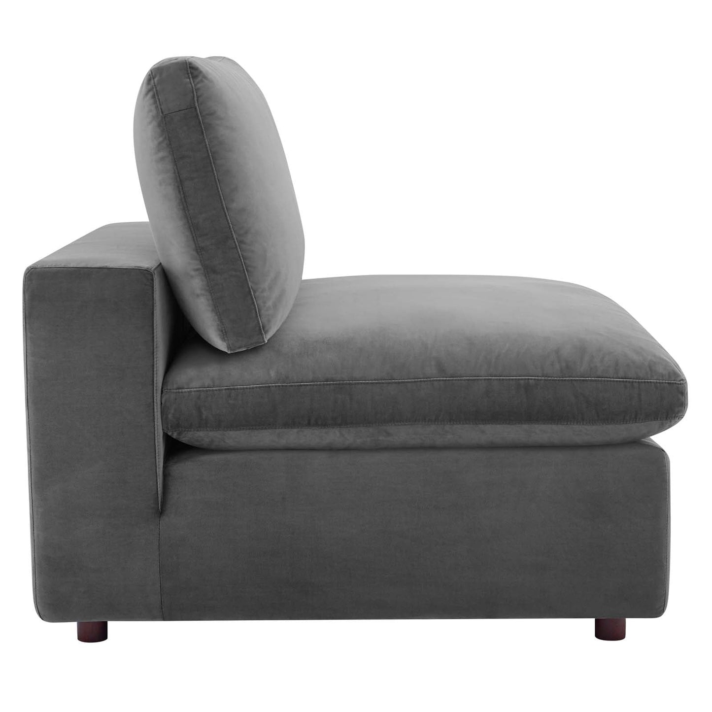 Commix Down Filled Overstuffed Performance Velvet 3-Seater Sofa Gray EEI-4817-GRY