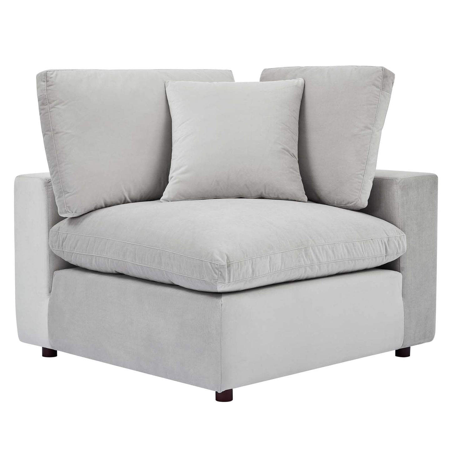 Commix Down Filled Overstuffed Performance Velvet 3-Seater Sofa Light Gray EEI-4817-LGR