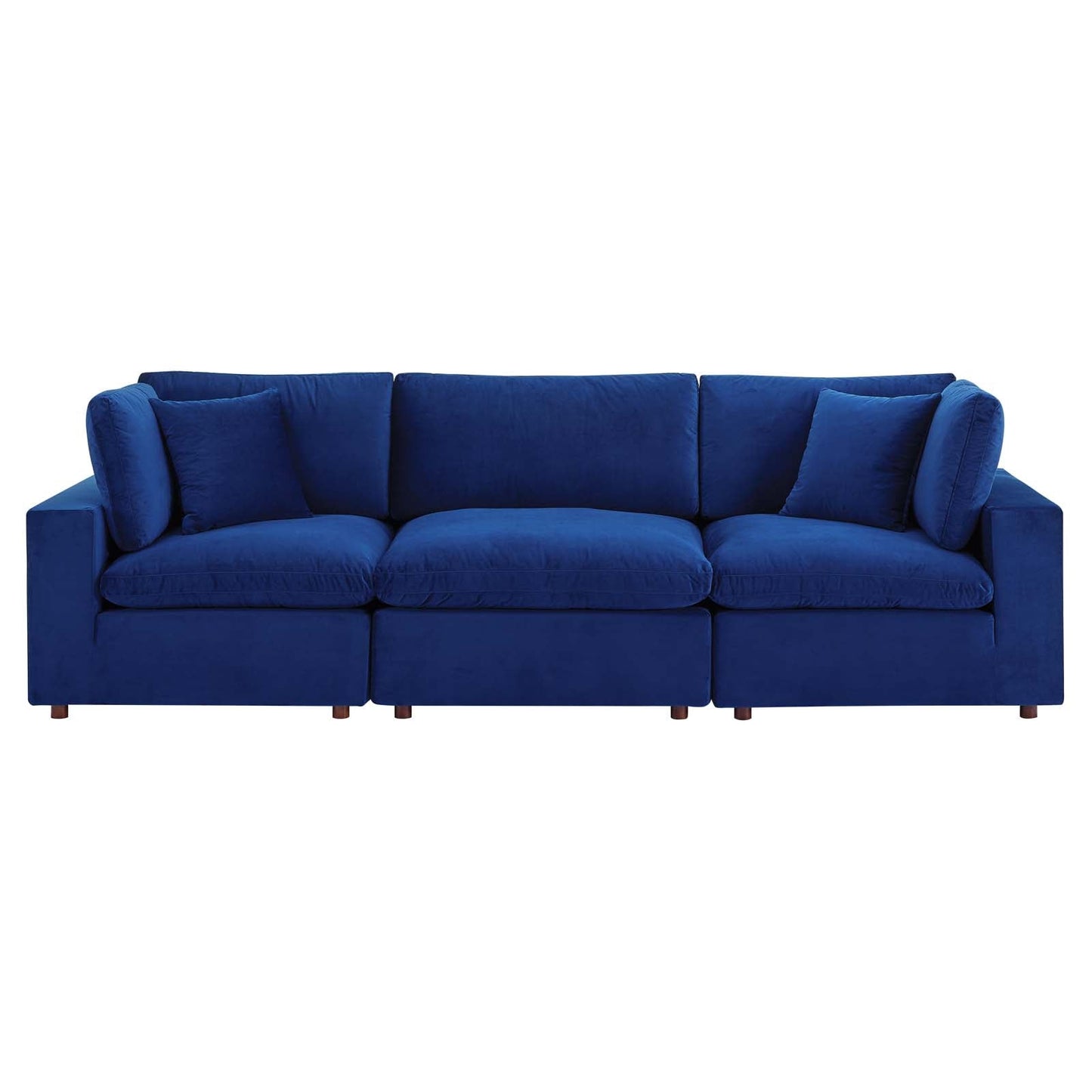 Commix Down Filled Overstuffed Performance Velvet 3-Seater Sofa Navy EEI-4817-NAV