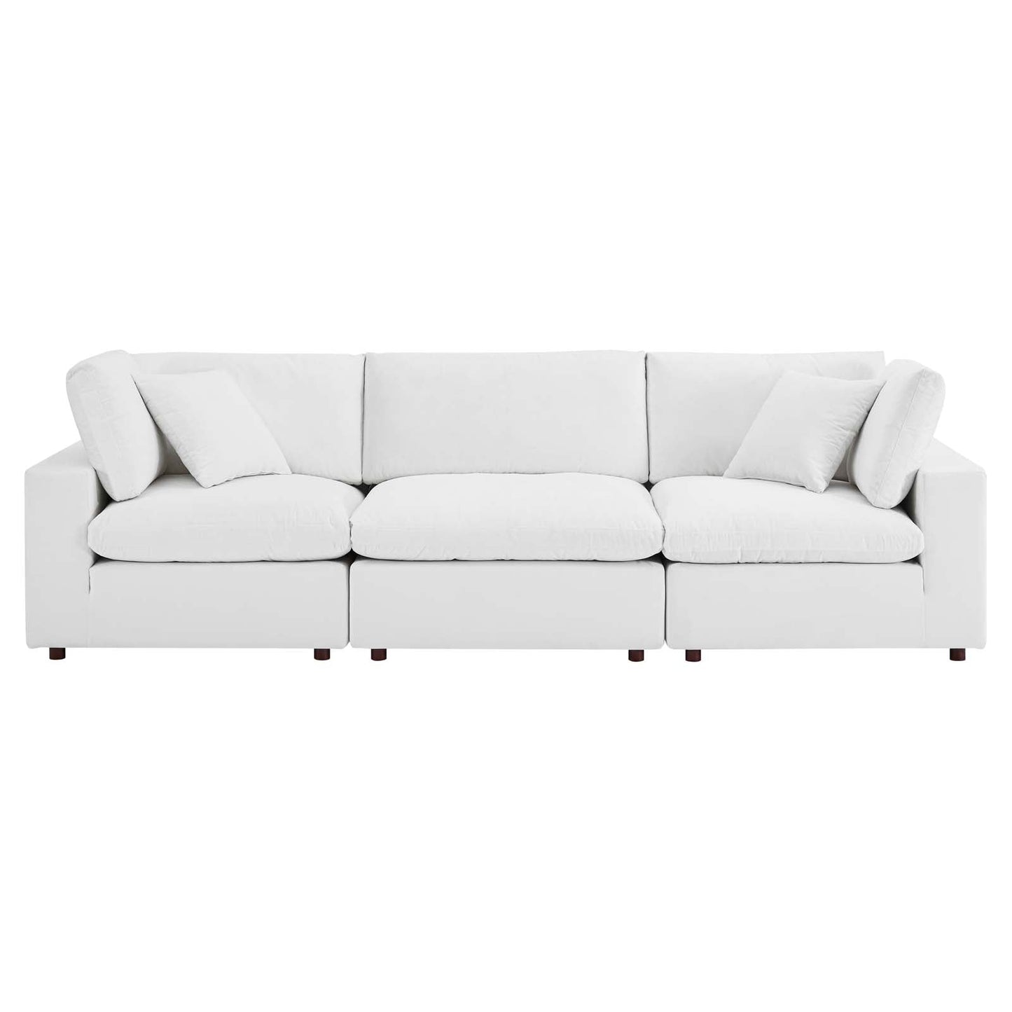 Commix Down Filled Overstuffed Performance Velvet 3-Seater Sofa White EEI-4817-WHI