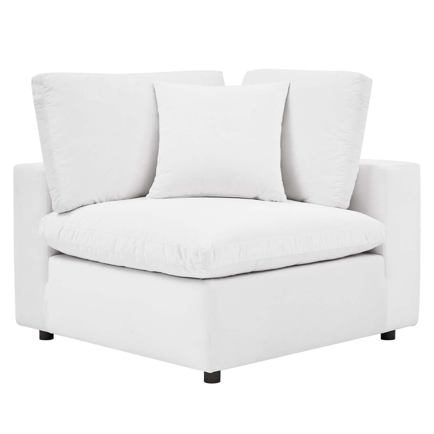 Commix Down Filled Overstuffed Performance Velvet 3-Seater Sofa White EEI-4817-WHI